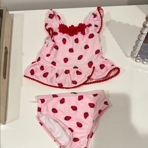 Little Me Pink Strawberry Kids Swim Bikini
